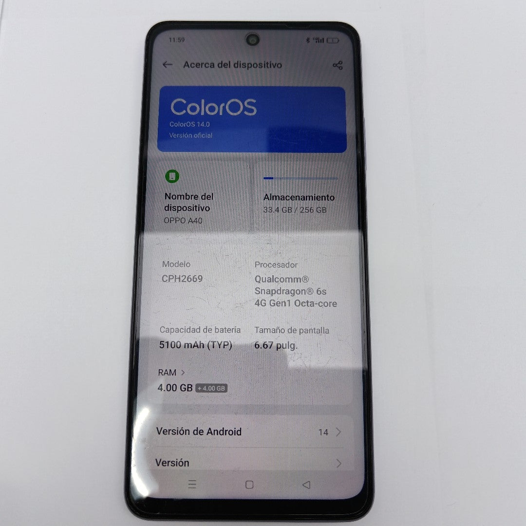 CELULAR OPPO  A40 CPH2669 (2024) 256 GB 4 GB RAM (SEMINUEVO)
