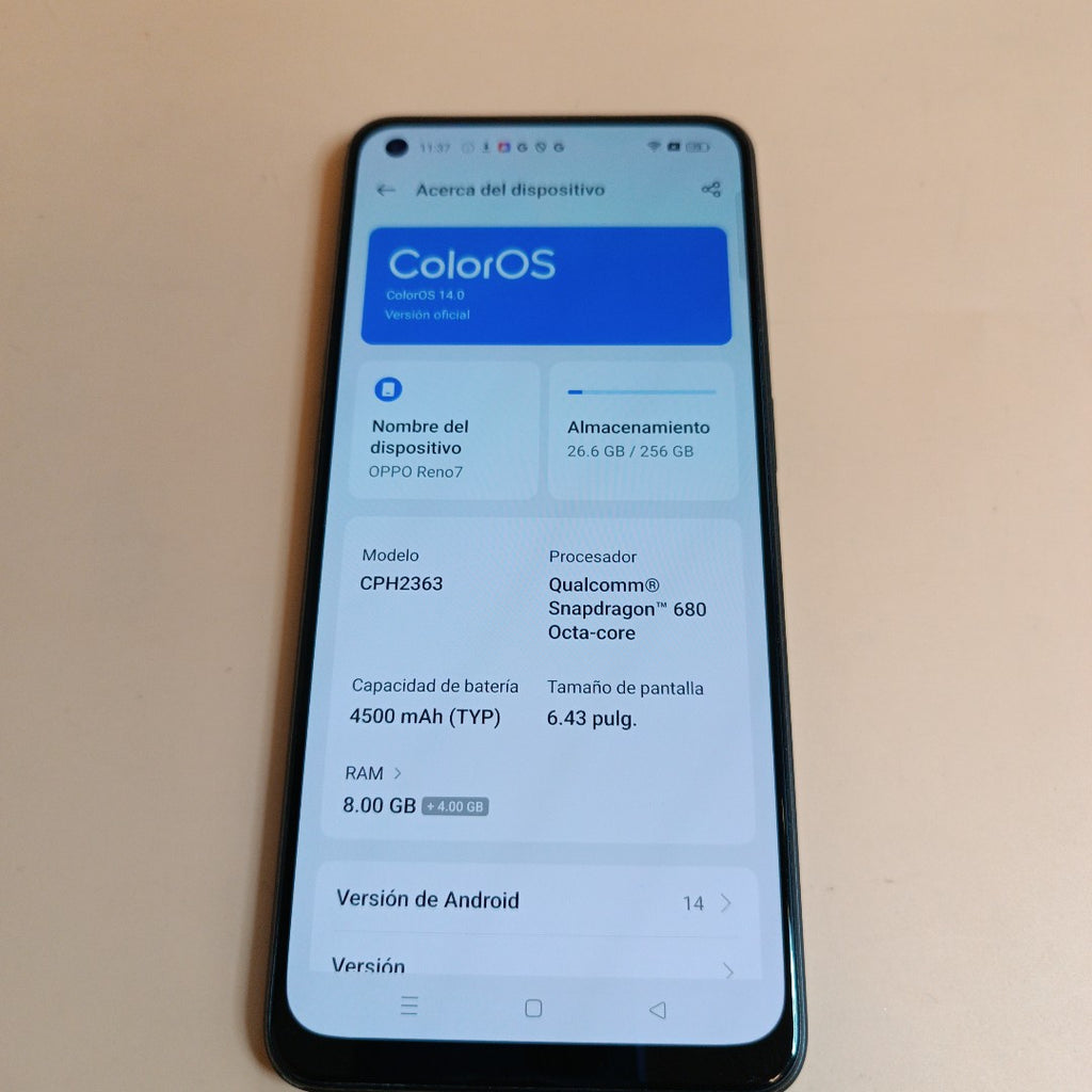 CELULAR OPPO  RENO7 CPH2363 (2022) 256 GB 8 GB RAM (SEMINUEVO)