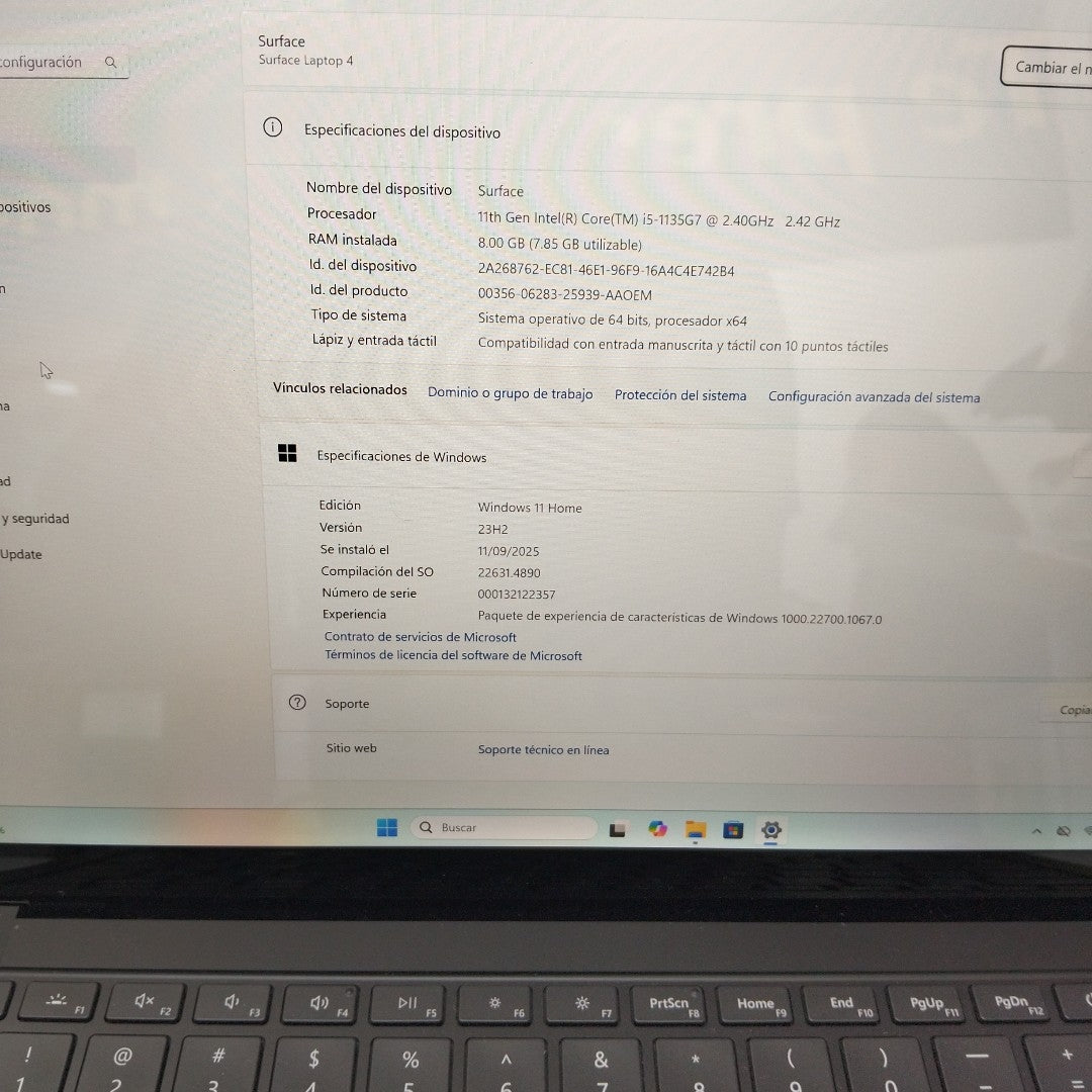 LAPTOP MICROSOFT SURFACE LAPTOP 5 1951 (2022) 512 GB SSD 8 GB RAM (SEMINUEVO)