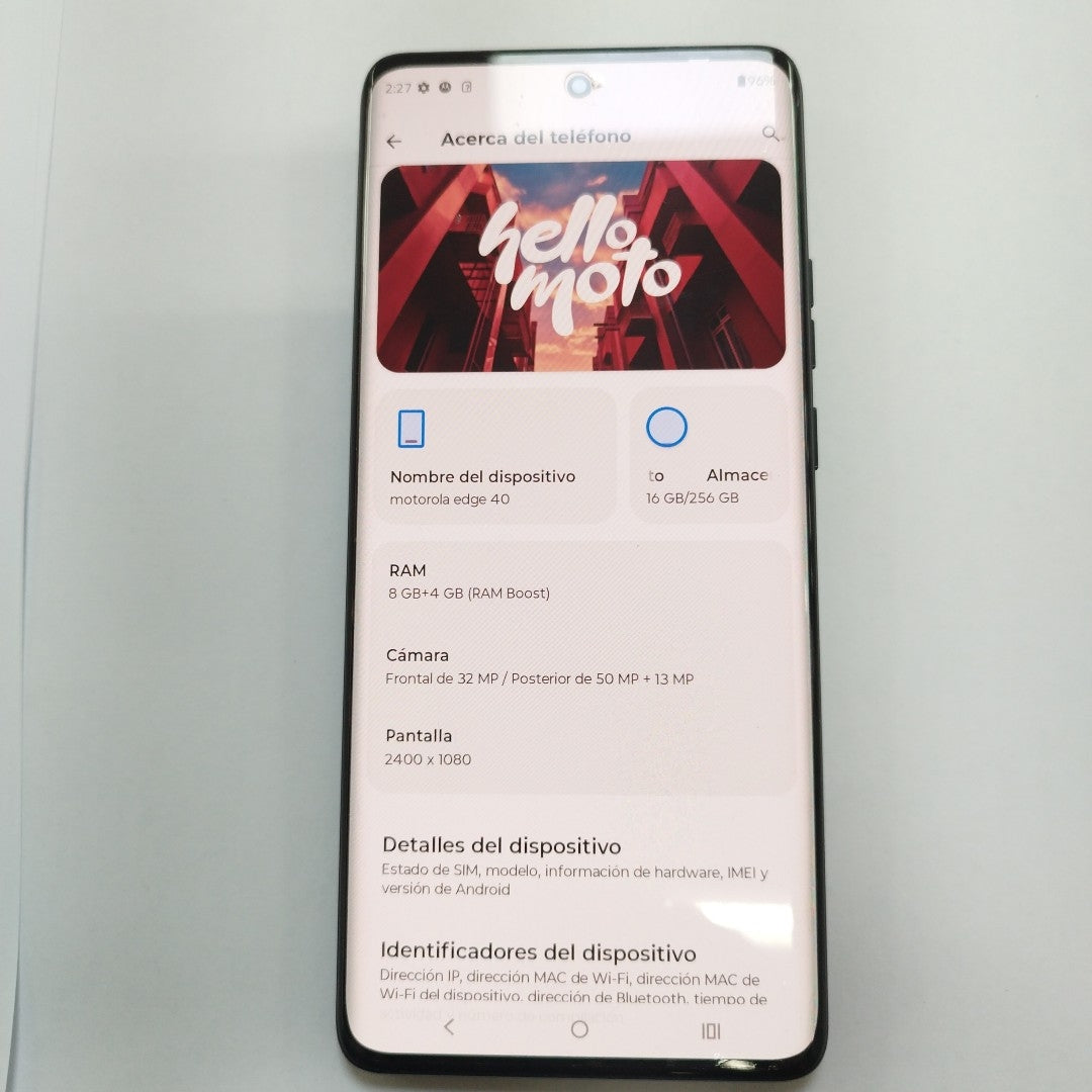 CELULAR MOTOROLA EDGE 40 XT2303-2 (2023) 256 GB 8 GB RAM (SEMINUEVO)