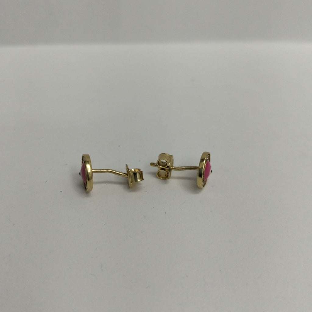 10298BRO00000B945 FRD6 BROQUEL DE OJITO TURCO ROSA CON CIRCONIAS ORO 14K 1.3GRS (NUEVO)