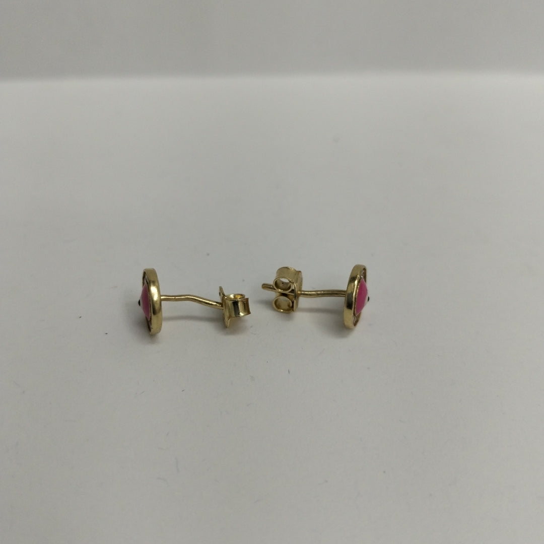 10298BRO00000B945 FRD6 BROQUEL DE OJITO TURCO ROSA CON CIRCONIAS ORO 14K 1.3GRS (NUEVO)