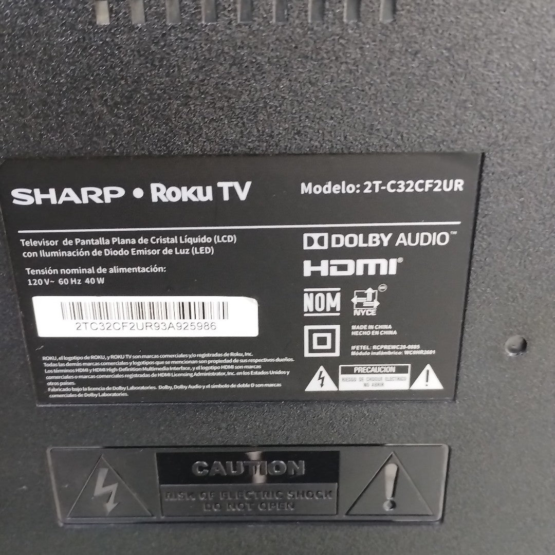 PANTALLA SHARP 2T-C32CF2UR (2020) 32" LED HD (SEMINUEVO)