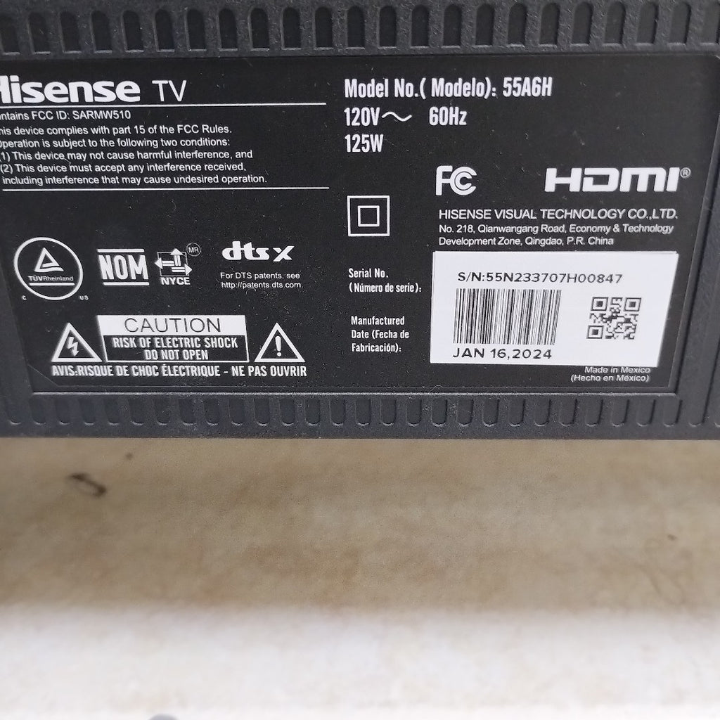 PANTALLA HISENSE 55A6H (2024) 55" LED 4K (SEMINUEVO)