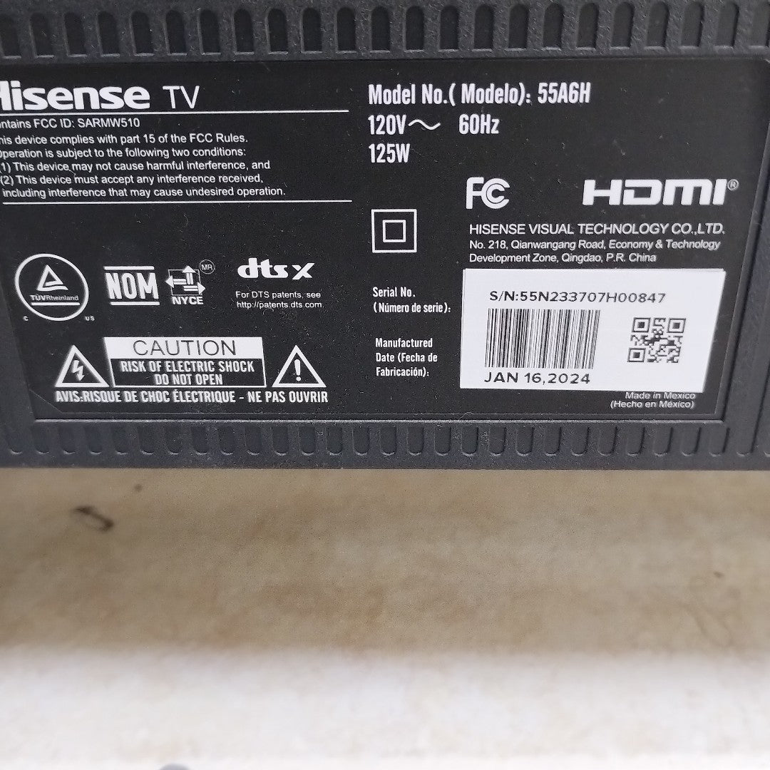 PANTALLA HISENSE 55A6H (2024) 55" LED 4K (SEMINUEVO)