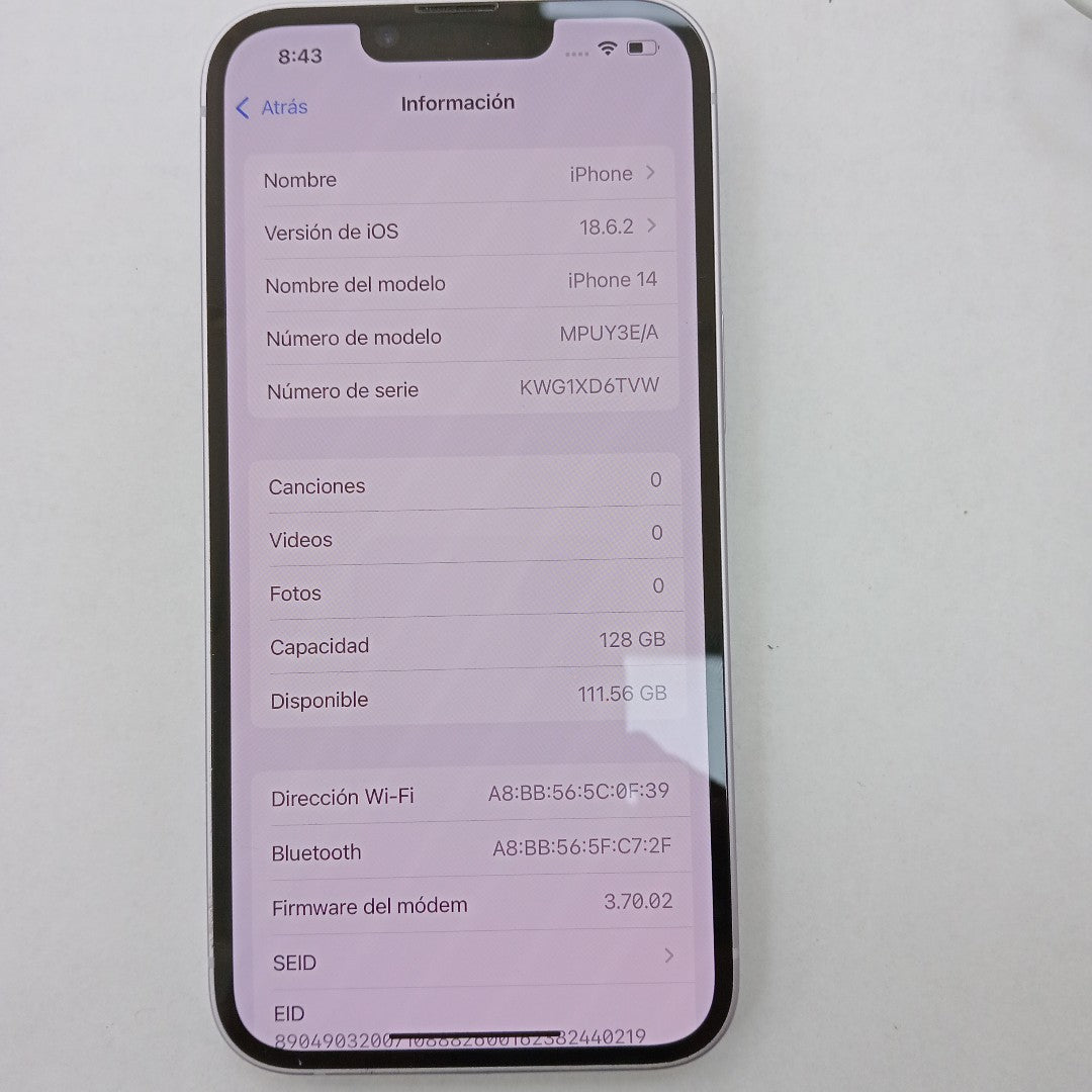 CELULAR APPLE IPHONE 14 A2881 128 GB 6 GB RAM (SEMINUEVO)