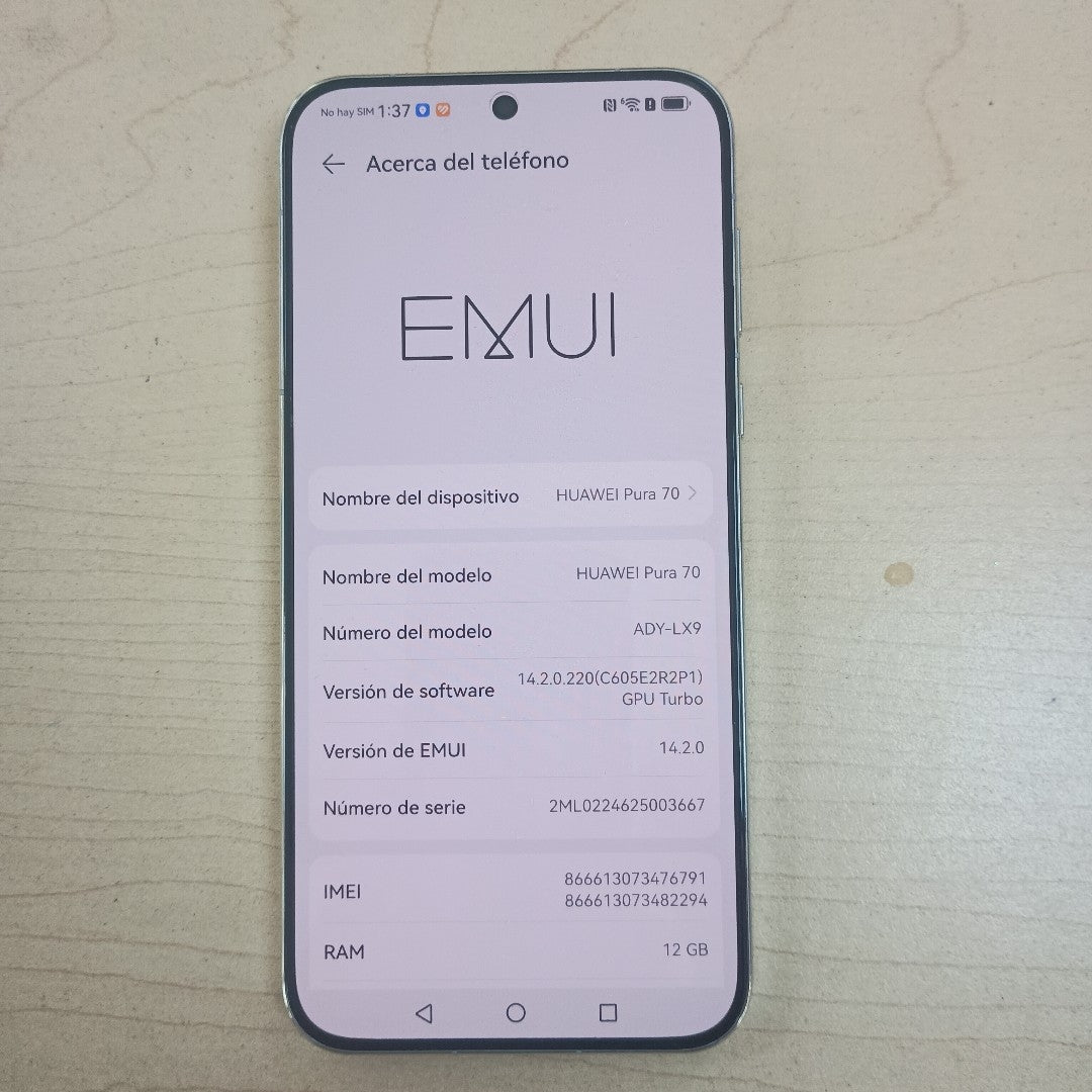 CELULAR HUAWEI PURA 70 ADY-LX9 (2024) 256 GB 12 GB RAM (SEMINUEVO)