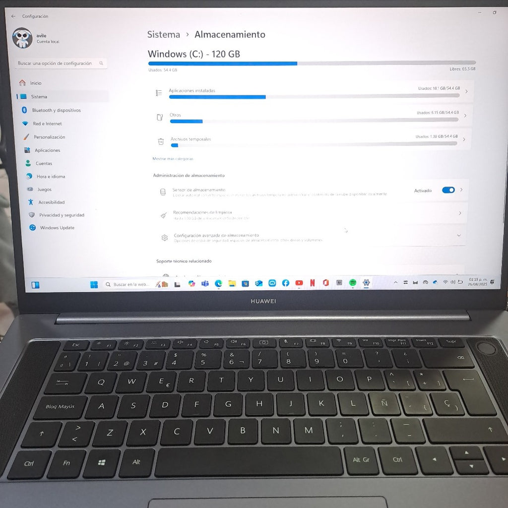 LAPTOP HUAWEI MATEBOOK D16 HVY-WAP9 (2022) 512 GB SSD 16 GB RAM (SEMINUEVO)
