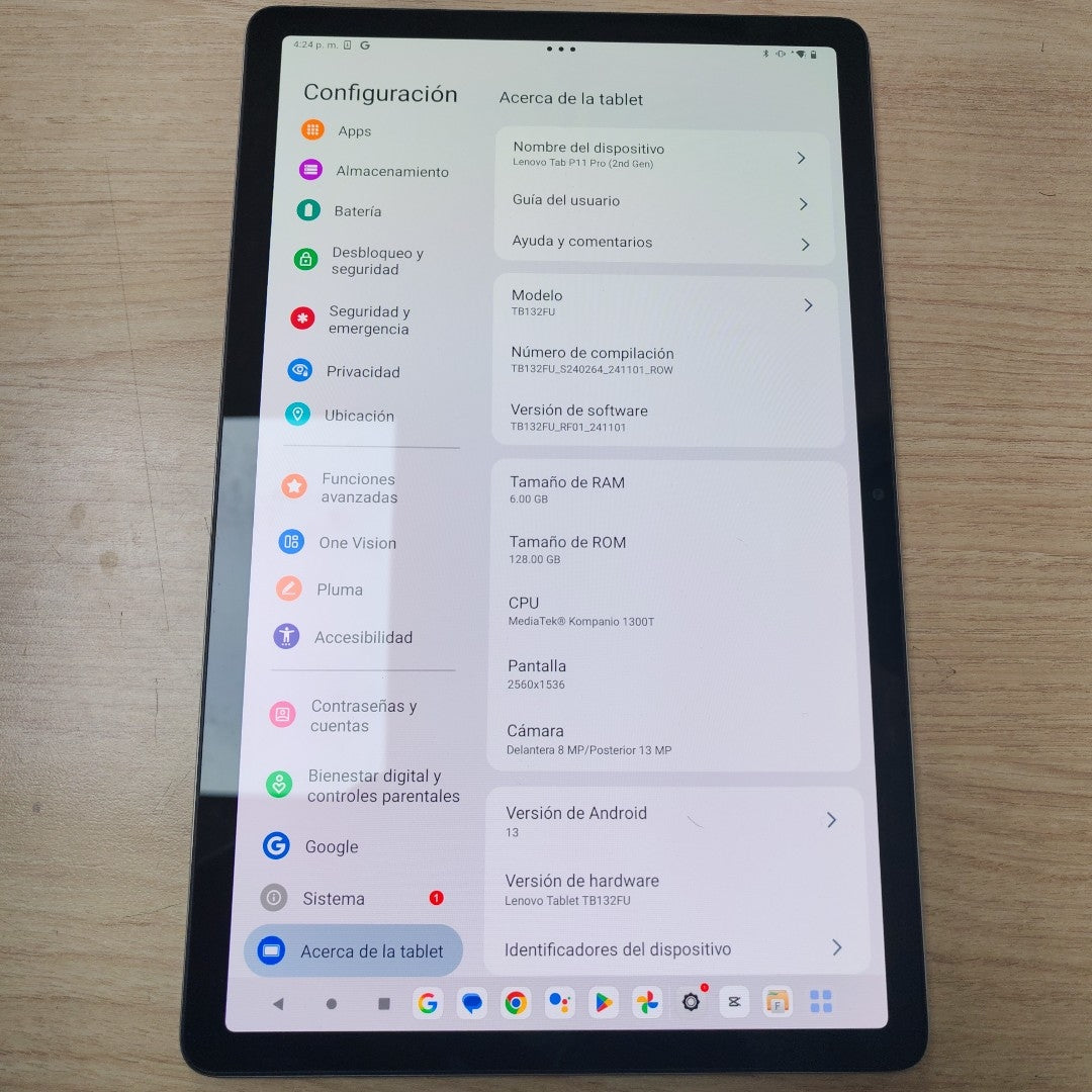 TABLETA LENOVO TAB P11 2 GEN TB350FU (2023) 128 GB 4 GB RAM (SEMINUEVO)