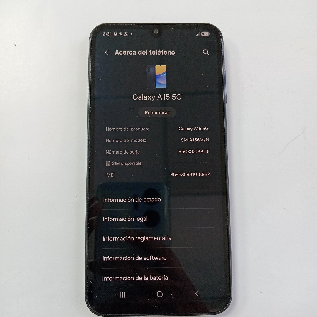 CELULAR SAMSUNG GALAXY A15 5G SM-A156M/N (2023) 128 GB 4 GB RAM (SEMINUEVO)