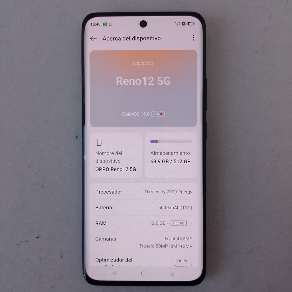 CELULAR OPPO   RENO12 5G CPH2625 (2024) 512 GB 12 GB RAM (SEMINUEVO)