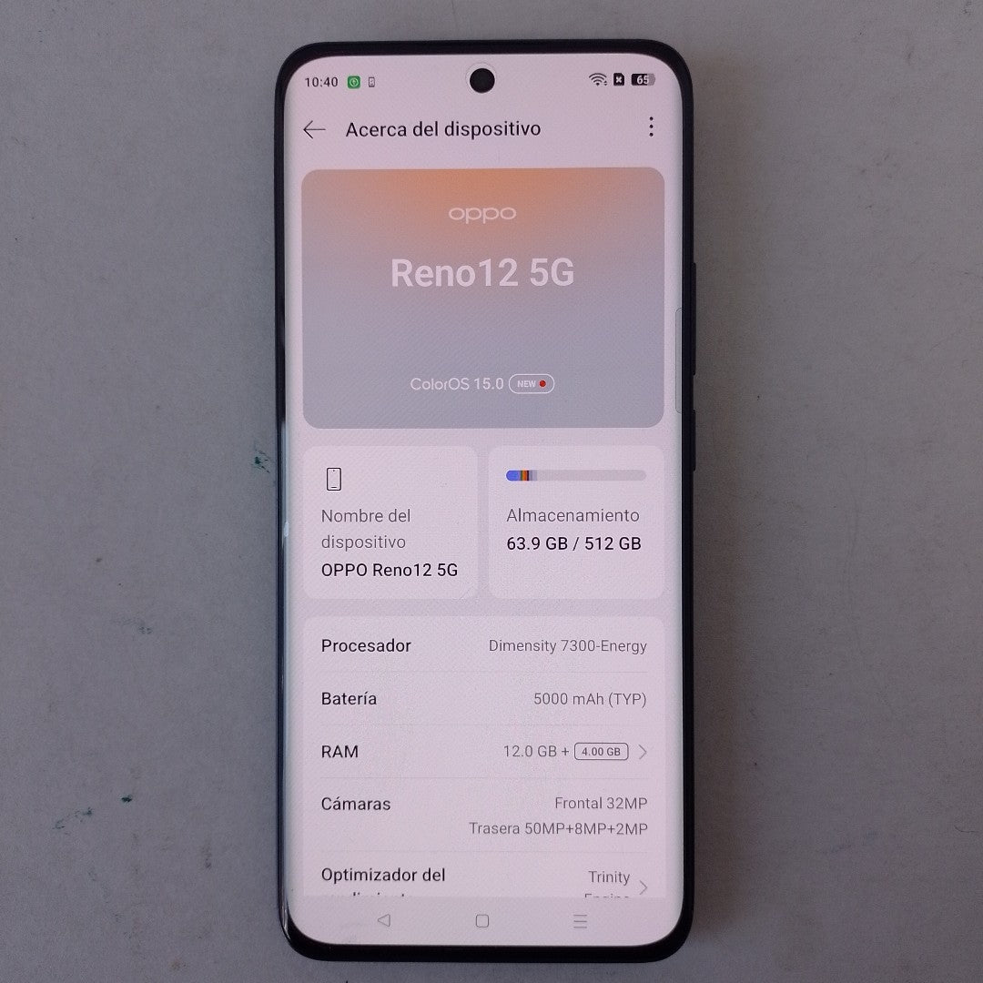 CELULAR OPPO   RENO12 5G CPH2625 (2024) 512 GB 12 GB RAM (SEMINUEVO)