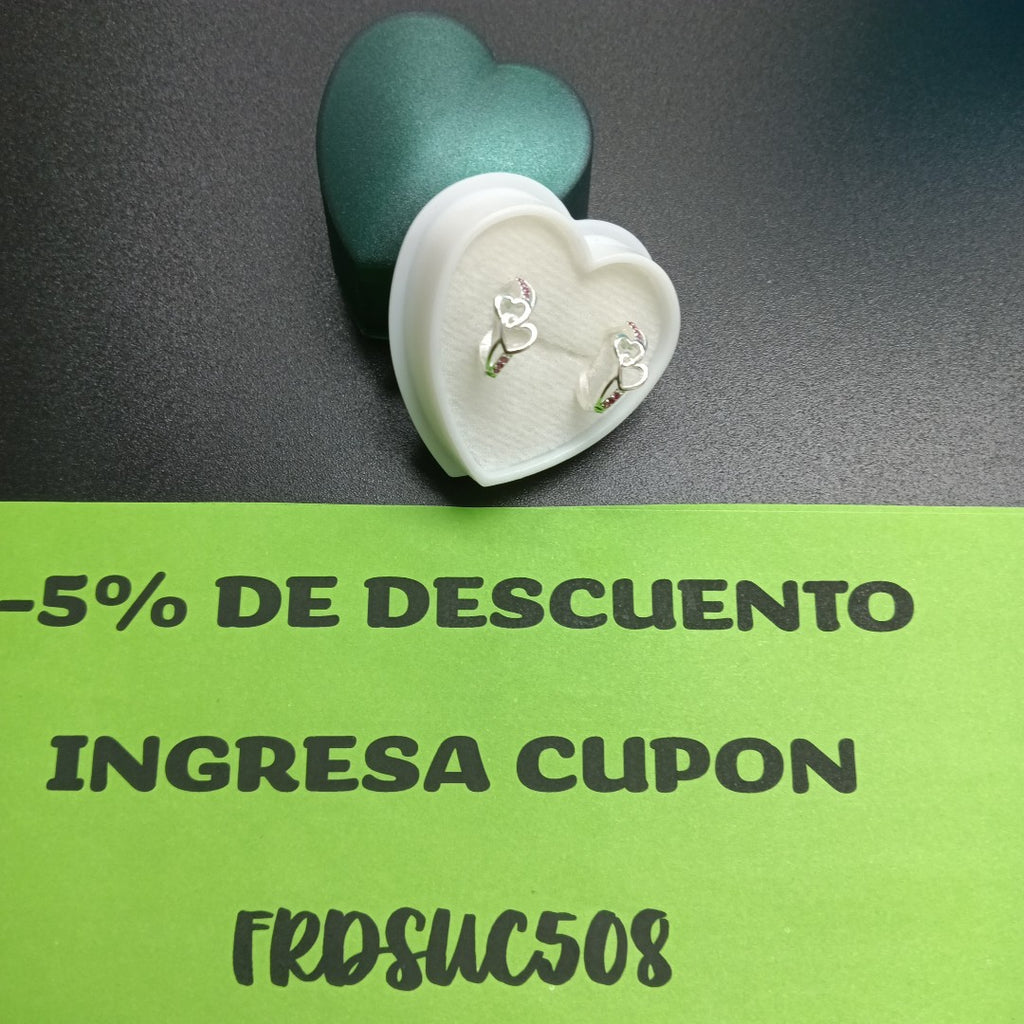 ARRACADAS HUGGIE CORAZON PLATA .925 2.1G (NUEVO)