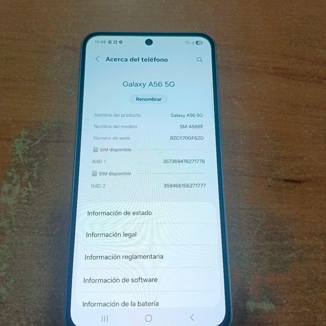 CELULAR SAMSUNG GALAXY A56 SM-A566E (2025) 256 GB 8 GB RAM (SEMINUEVO)