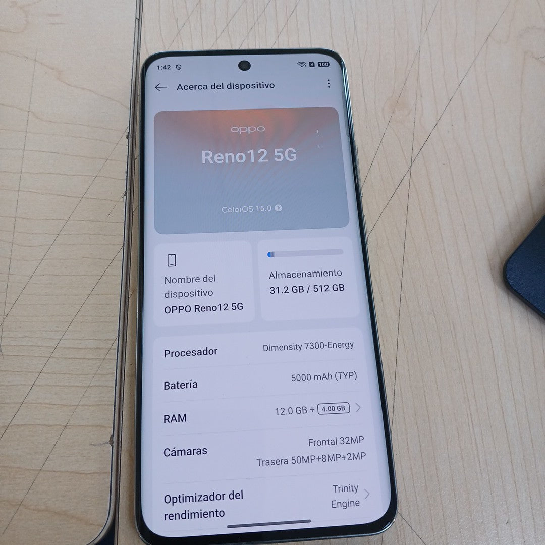 CELULAR OPPO   RENO12 5G CPH2625 (2024) 512 GB 12 GB RAM (SEMINUEVO)