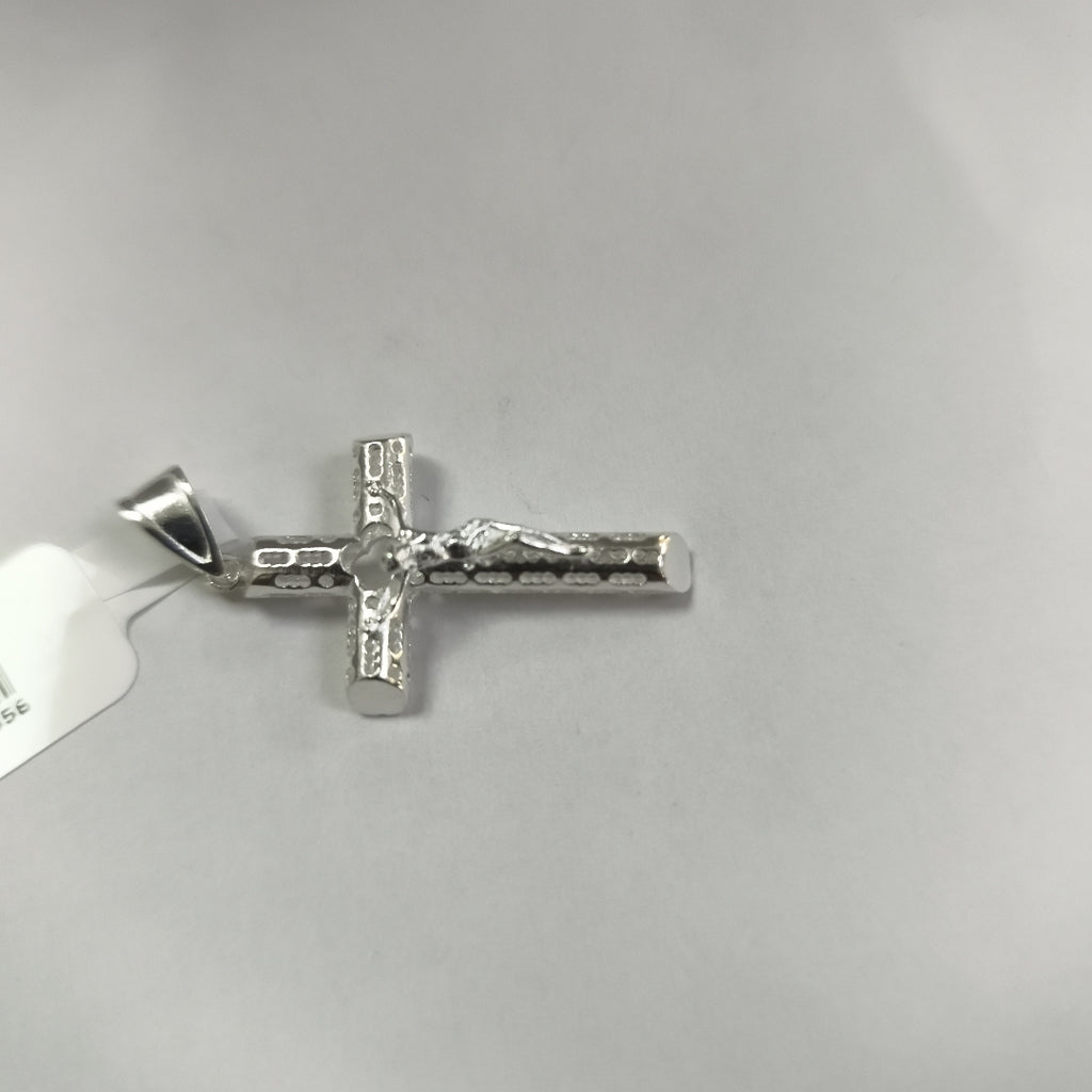 DIJE CRUZ CON CRISTO TUBULAR PLATA .925 4.1G (NUEVO)