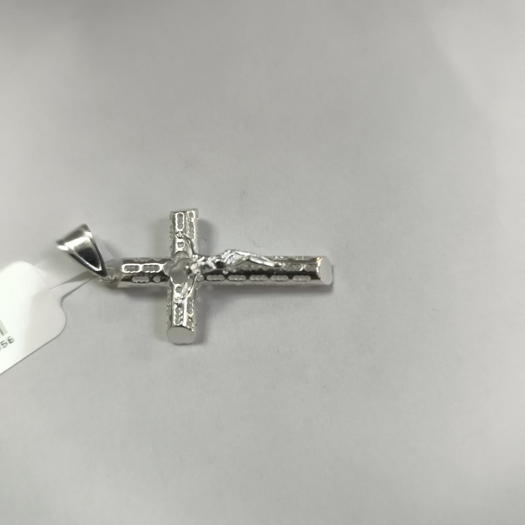 DIJE CRUZ CON CRISTO TUBULAR PLATA .925 4.1G (NUEVO)