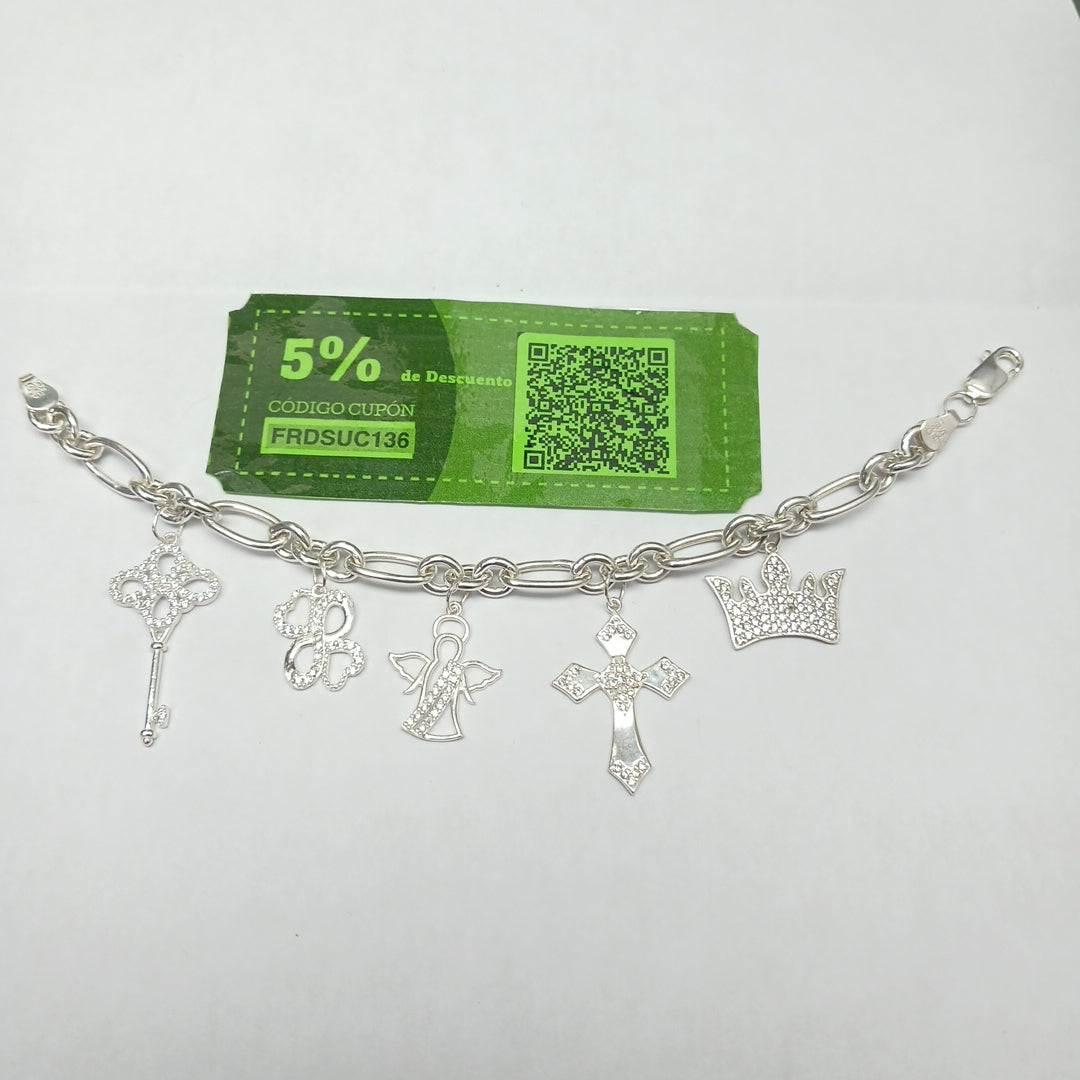 PULSERA ESPECIAL CON DIJES PLATA .925 11.8G (NUEVO)
