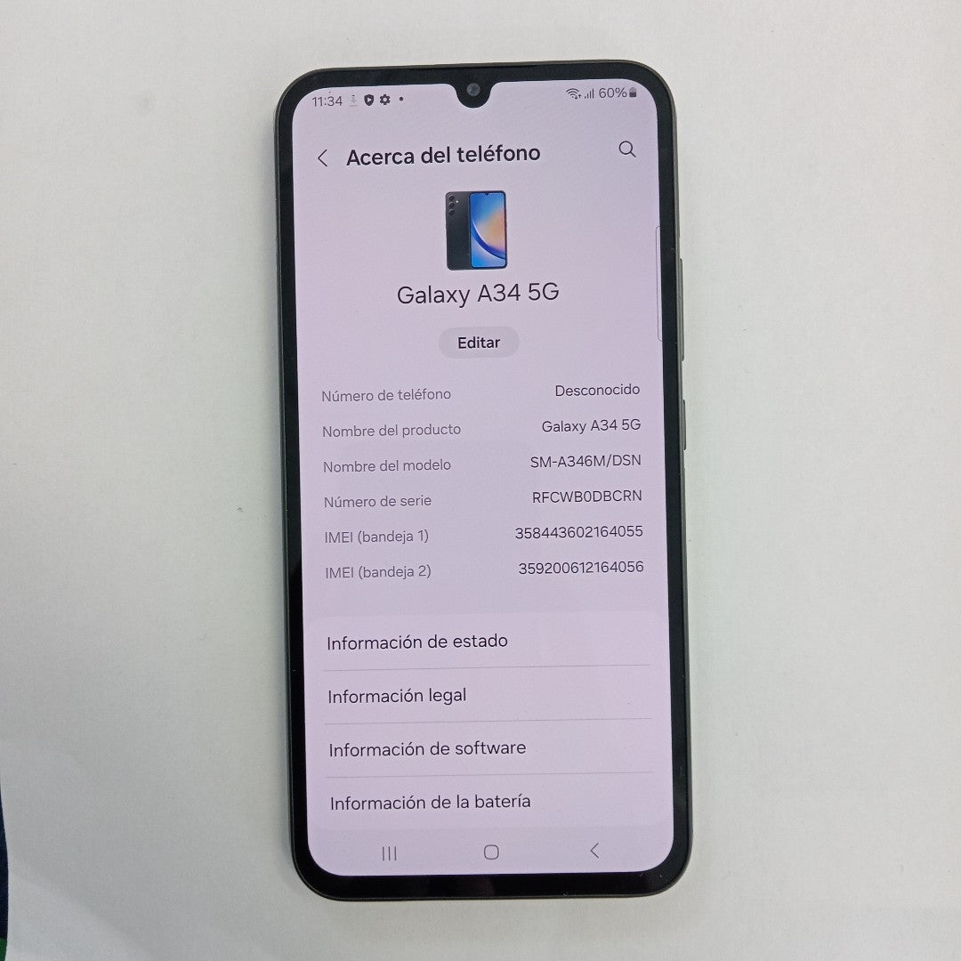 CELULAR SAMSUNG GALAXY A34 5G SM-A346M 256 GB 8 GB RAM (SEMINUEVO)