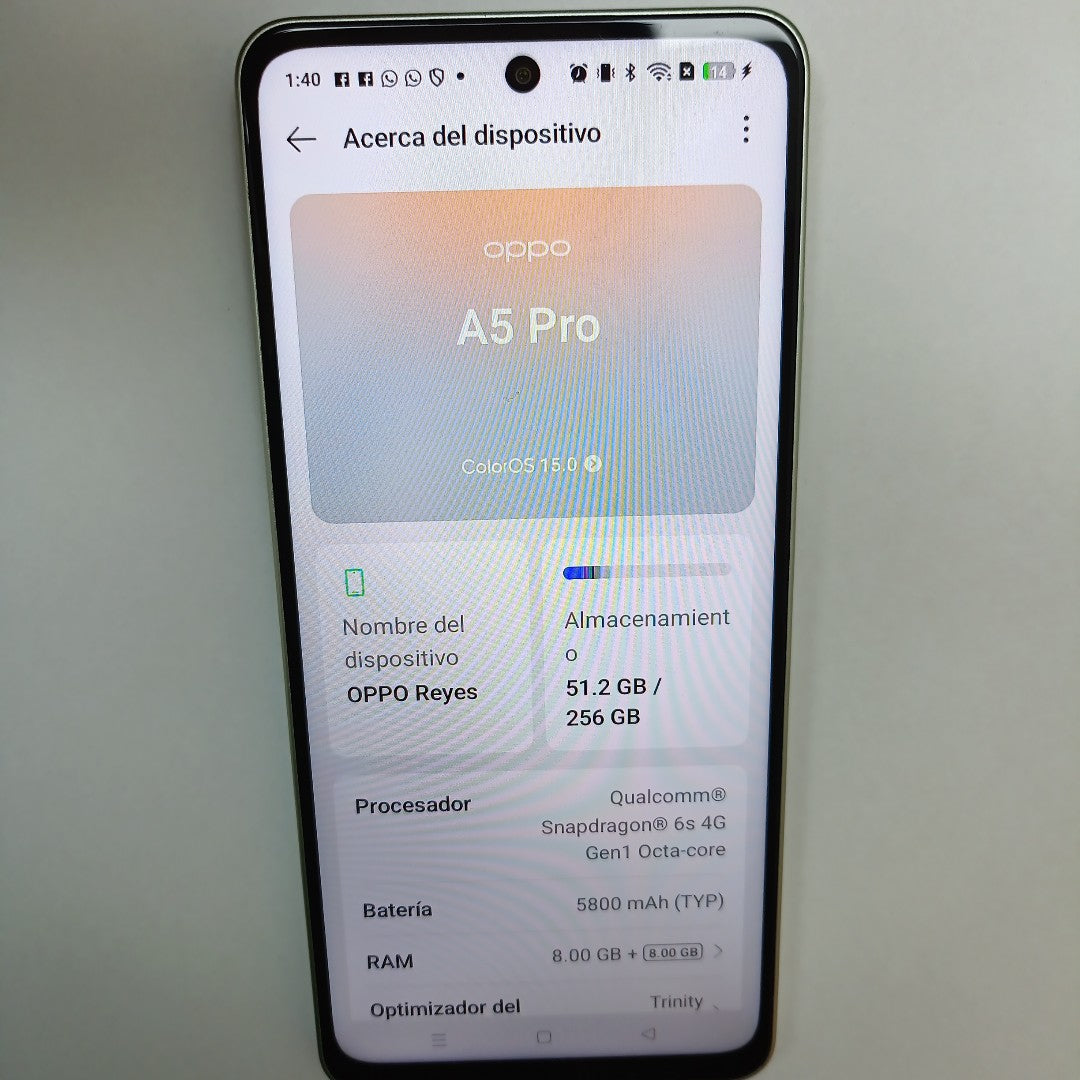 CELULAR OPPO  A5 PRO CPH2711 (2025) 256 GB 8 GB RAM (SEMINUEVO)