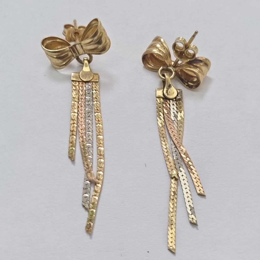 ARETES PAR. ORO, ORO COMBINADO. 14 K 2.9 GRMS (SEMINUEVO)