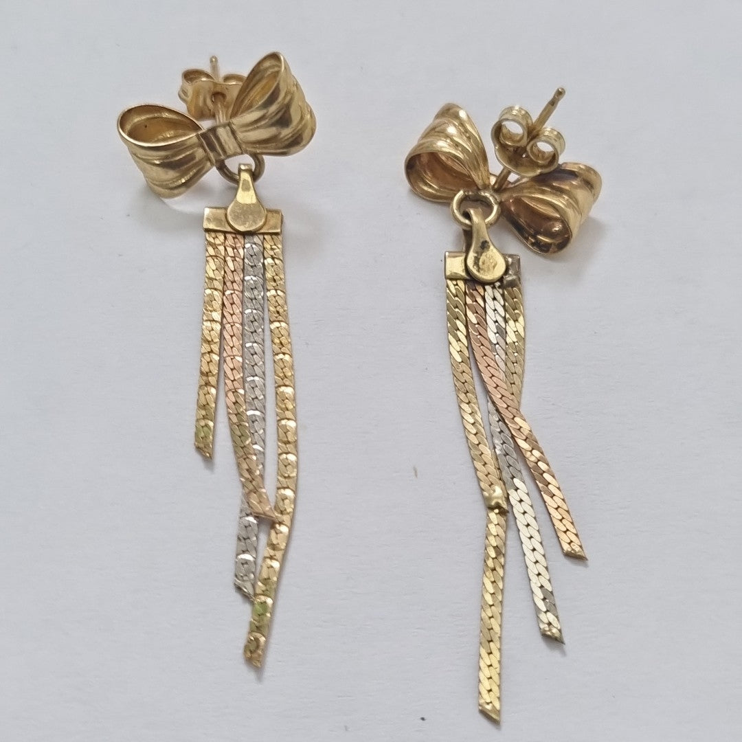 ARETES PAR. ORO, ORO COMBINADO. 14 K 2.9 GRMS (SEMINUEVO)
