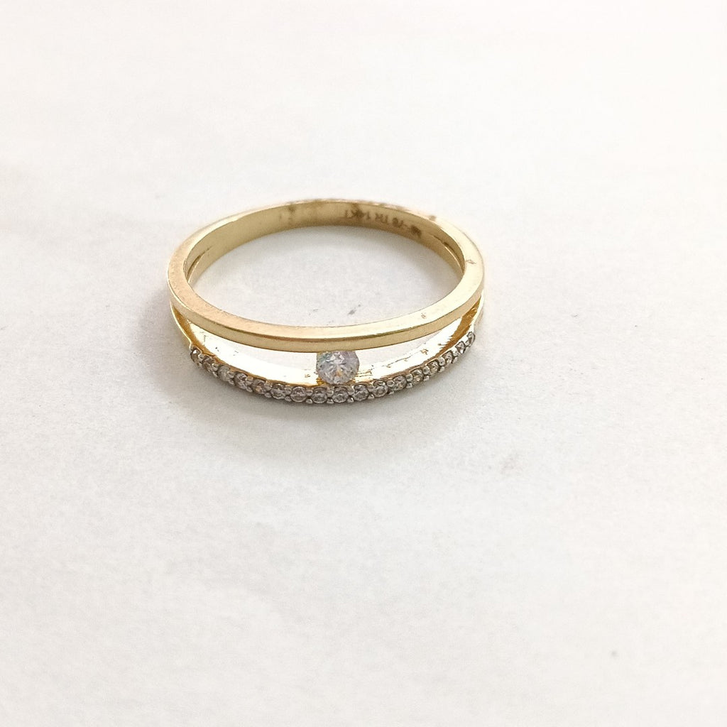 10024AND00070B1690 FRD6 ANILLO 2 LINEAS CON CIRCONIAS Y CIRCONIA EN MEDIO ORO 14K 1.9GRS (NUEVO)