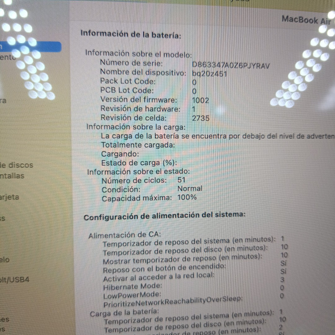 LAPTOP APPLE MACBOOK AIR 13" 2020 3.2 A2337 256 GB SSD 8 GB RAM (SEMINUEVO)