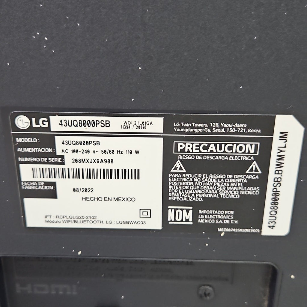PANTALLA LG 43UQ8000PSB (2022) 43" LED 4K (SEMINUEVO)