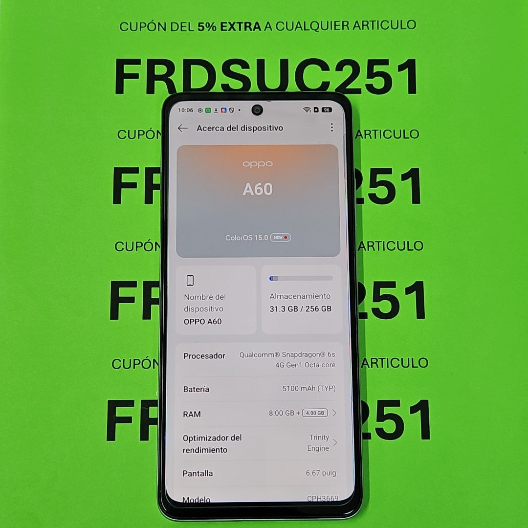 CELULAR OPPO  A60 CPH3669 256 GB 8 GB RAM (SEMINUEVO)