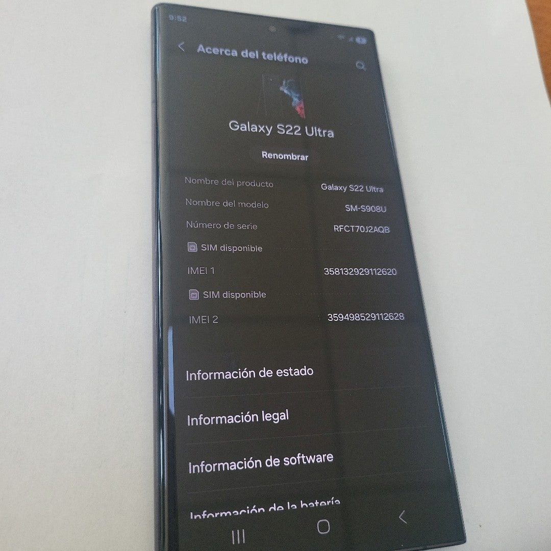CELULAR SAMSUNG GALAXY S22 ULTRA SM-S908U 256 GB 12 GB RAM (SEMINUEVO)
