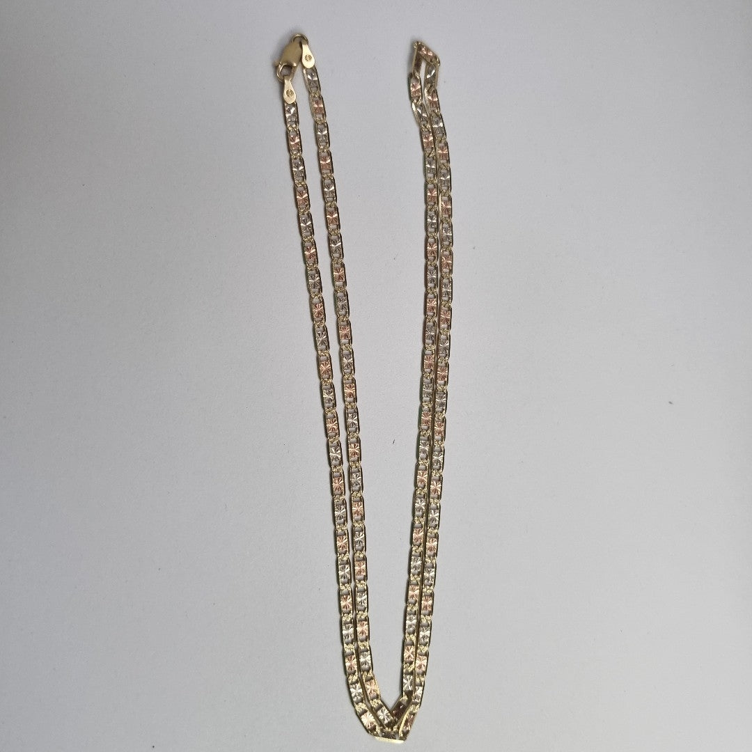 CADENA. ORO, ORO COMBINADO. 14 K 9.7 GRMS (SEMINUEVO)