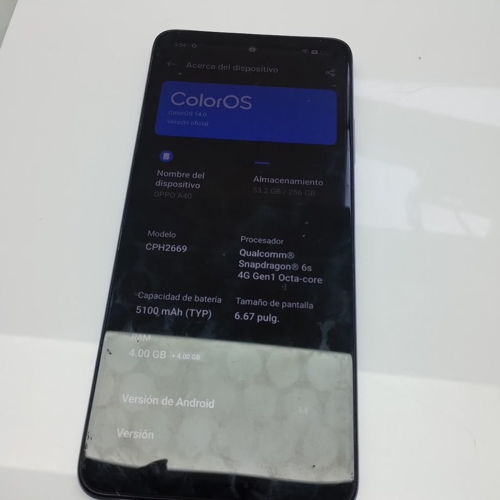 CELULAR OPPO  A40 CPH2669 (2024) 256 GB 4 GB RAM (SEMINUEVO)