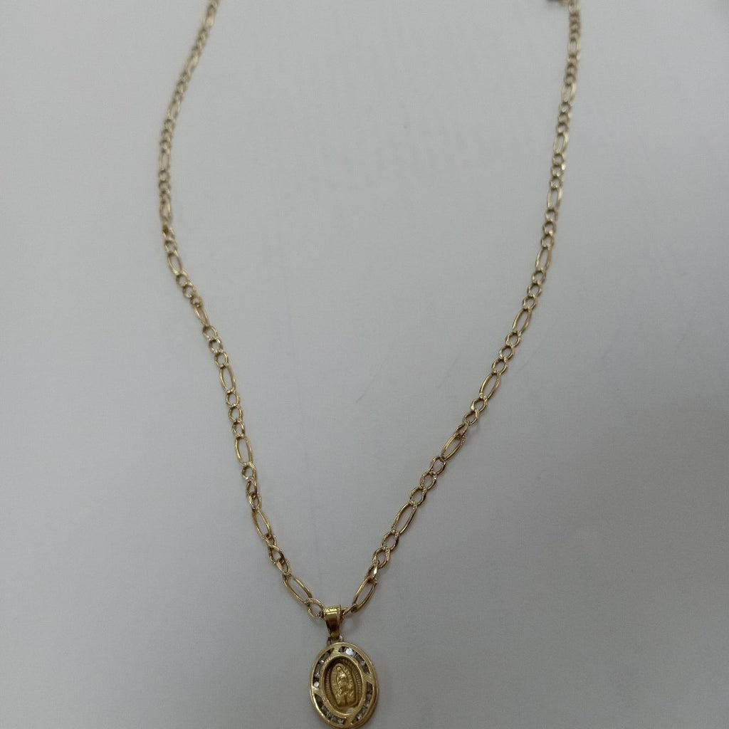 CADENA, MEDALLA RELIGIOSA. ORO. 10 K 6.2 GRMS (SEMINUEVO)