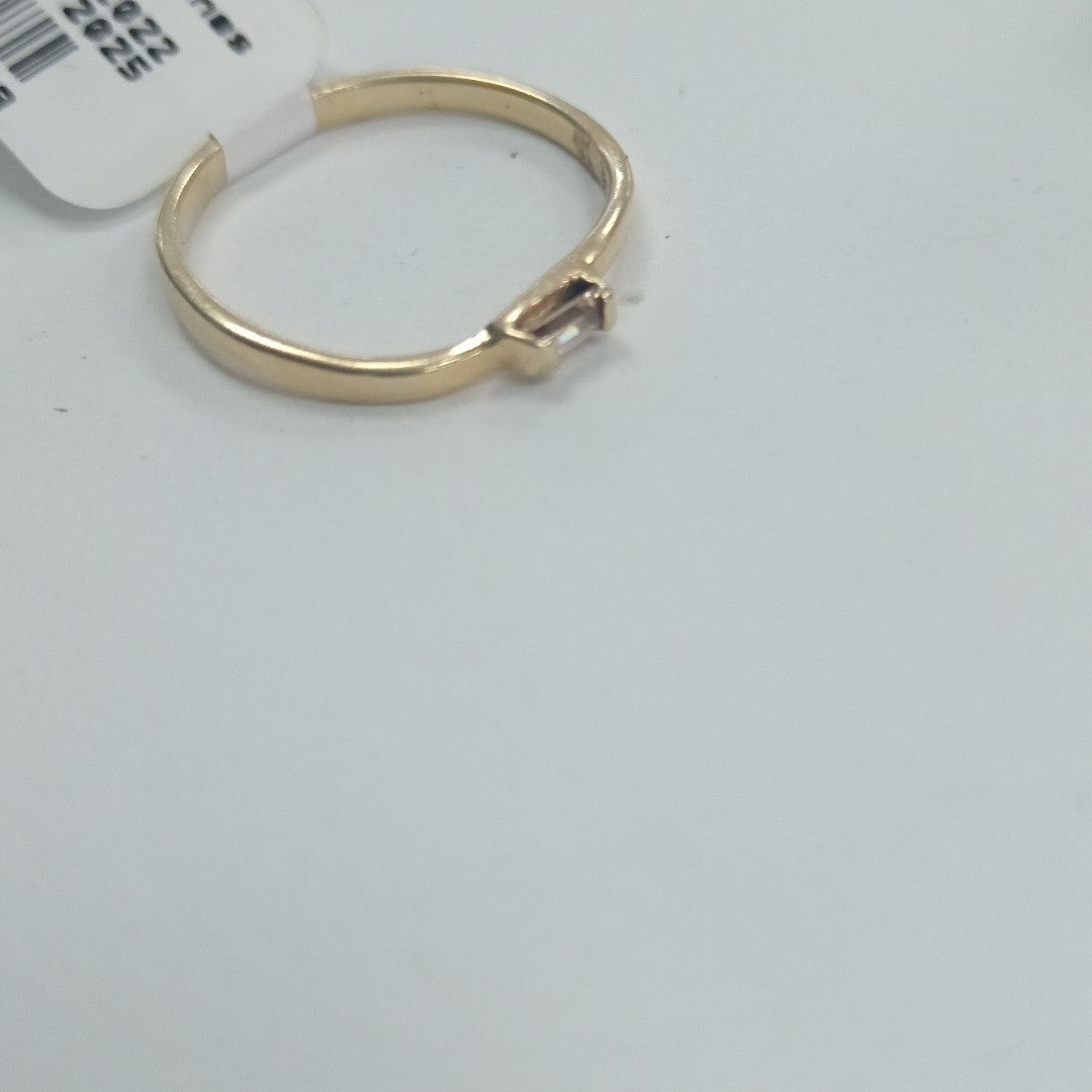 10193AND00065B2814 FRD12 ANILLO LISO CON CIRCONIA ESTILO BAGUETTE ORO 14K 1.4GRS (NUEVO)