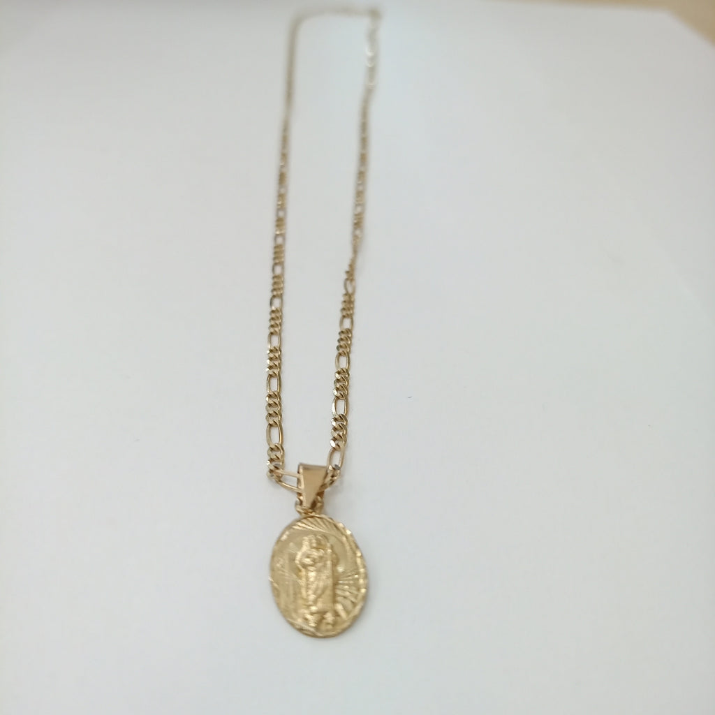 CADENA, MEDALLA RELIGIOSA. ORO. 10 K 3.3 GRMS (SEMINUEVO)