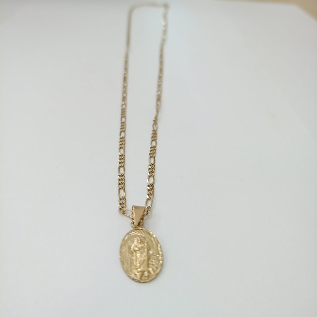 CADENA, MEDALLA RELIGIOSA. ORO. 10 K 3.3 GRMS (SEMINUEVO)