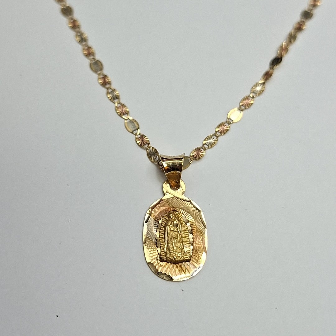 CADENA, MEDALLA RELIGIOSA. ORO. 14 K 2 GRMS (SEMINUEVO)