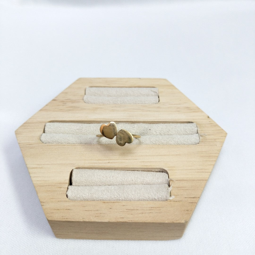 10001AND00075B1288 FRD5A ANILLO DE 2 CORAZONES PULIDOS ORO 14K 1.3GRS (NUEVO)