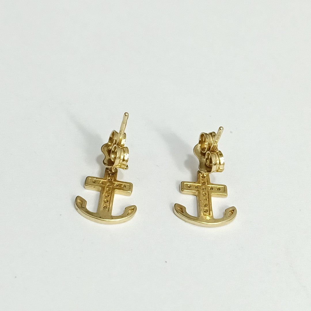 10024BRO00000B1114 FRD6 BROQUEL DE ANCLA CON CIRCONIAS ORO 14K 1.4GRS (NUEVO)