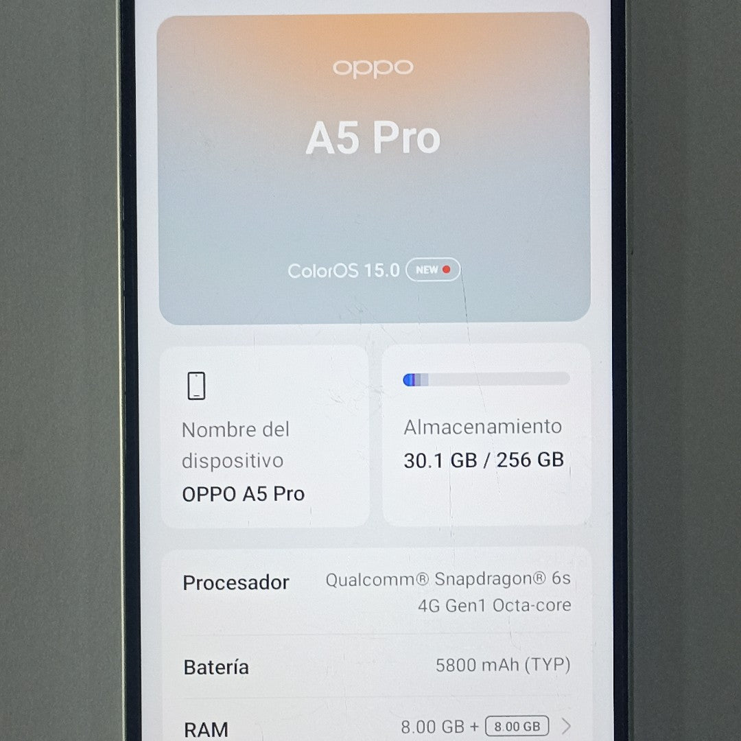 CELULAR OPPO  A5 PRO CPH2711 (2025) 256 GB 8 GB RAM (SEMINUEVO)