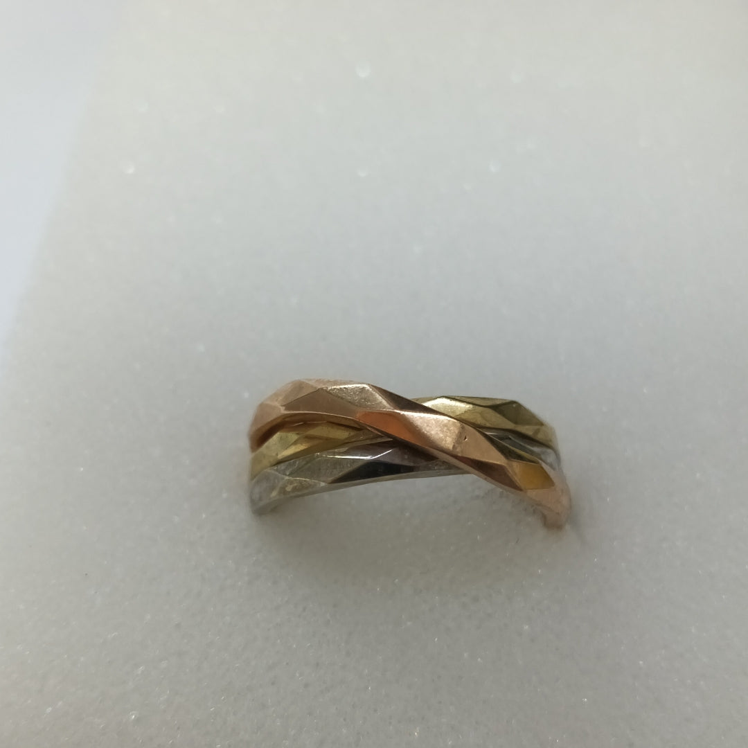 10221AND00060A4263 FRD23 ANILLO FACETADO 3 OROS ORO 10K 2.8GRS (NUEVO)