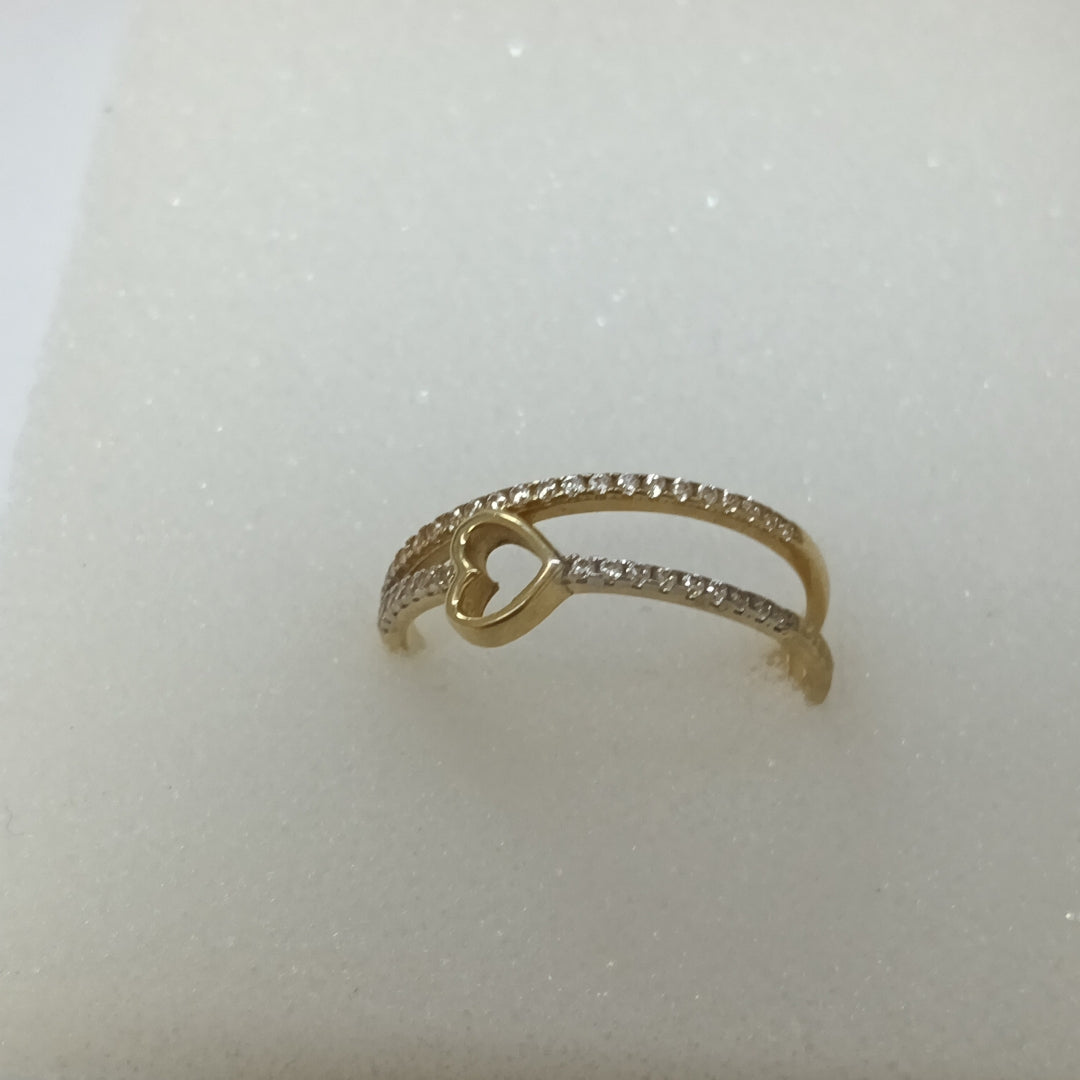 10029AND00070B2155 FRD11 ANILLO DE DOS HILOS CON CORAZON ORO 14K 2GRS (NUEVO)