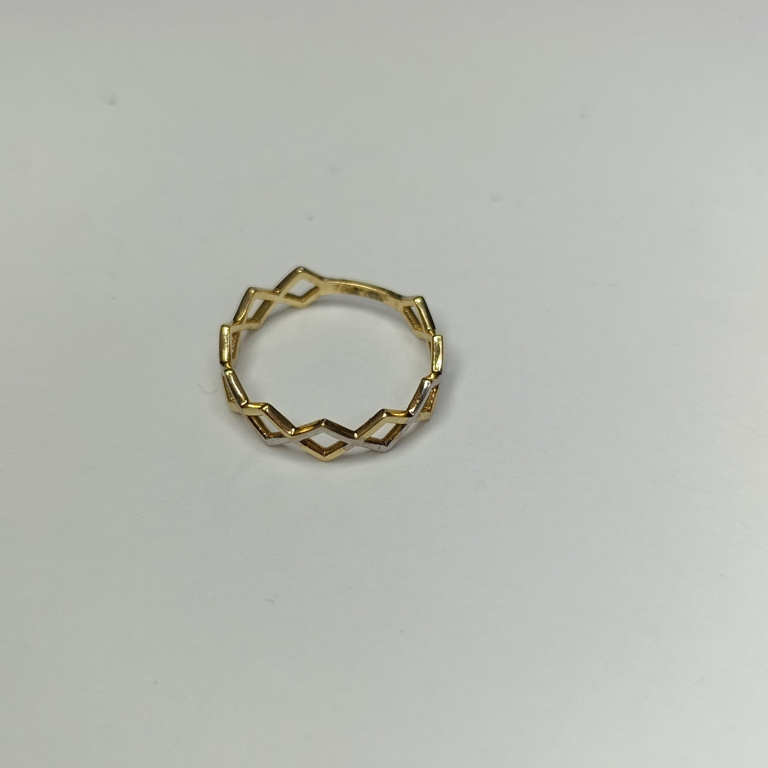 10275AND00075B2908 FRD12 ANILLO DE CUADROS DOS OROS ORO 14K 1.8GRS (NUEVO)