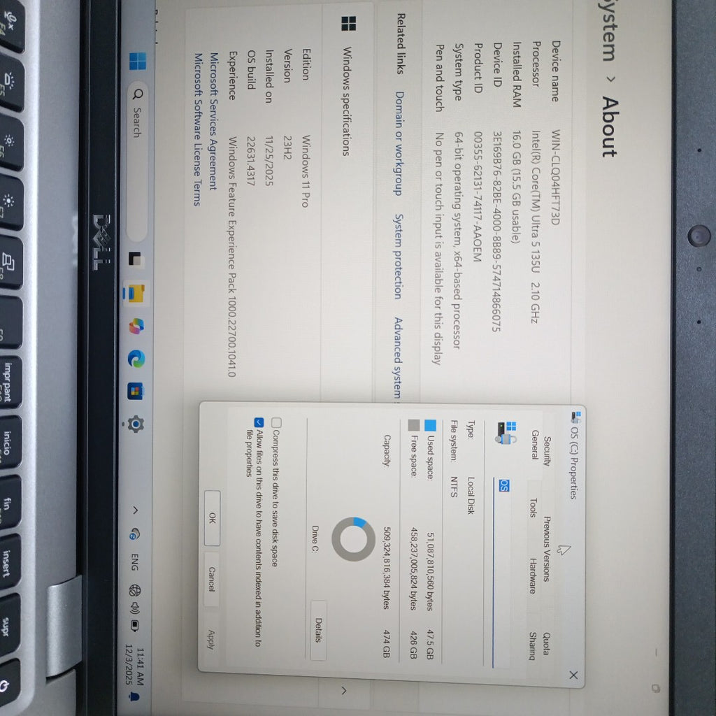 LAPTOP DELL LATITUDE 5450 (2024) 512 GB SSD 16 GB RAM (SEMINUEVO)