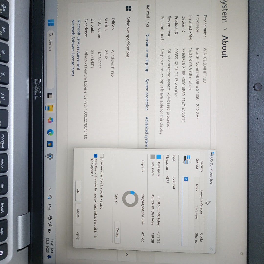 LAPTOP DELL LATITUDE 5450 (2024) 512 GB SSD 16 GB RAM (SEMINUEVO)