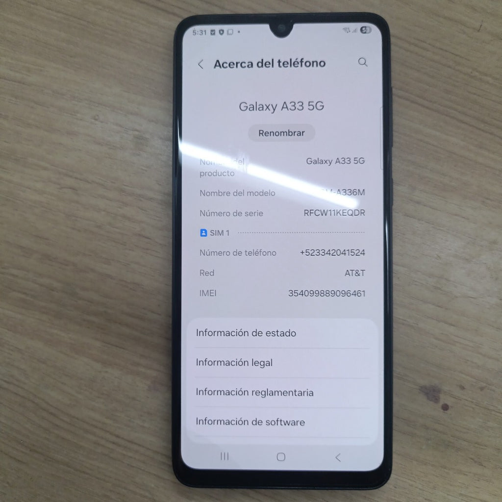 CELULAR SAMSUNG GALAXY A33 5G SM-A336M 128 GB 6 GB RAM (SEMINUEVO)