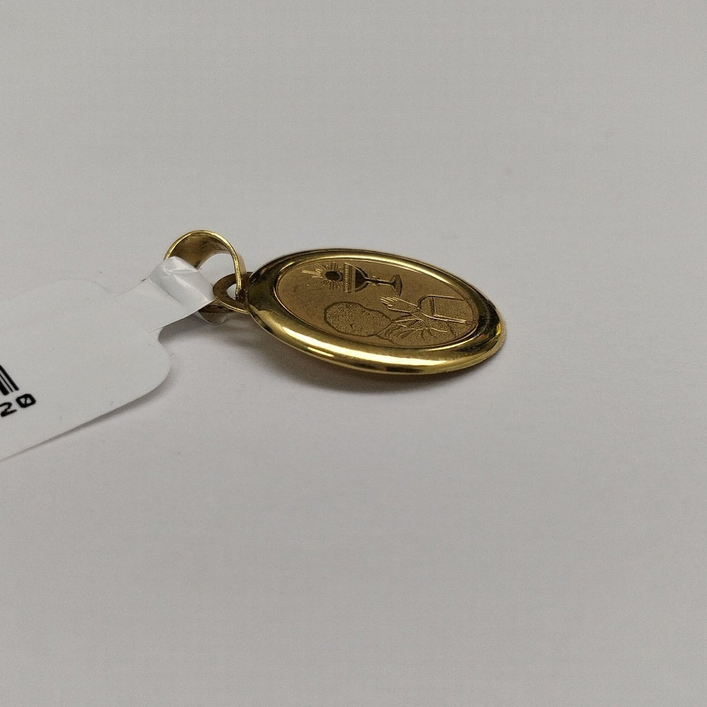 10275REL00000B784 FRD12 MEDALLA DE PRIMERA COMUNION NIÑO ORO 14K 0.9GRS (NUEVO)