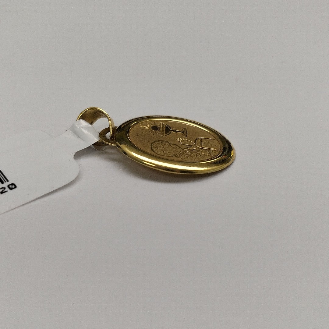 10275REL00000B784 FRD12 MEDALLA DE PRIMERA COMUNION NIÑO ORO 14K 0.9GRS (NUEVO)