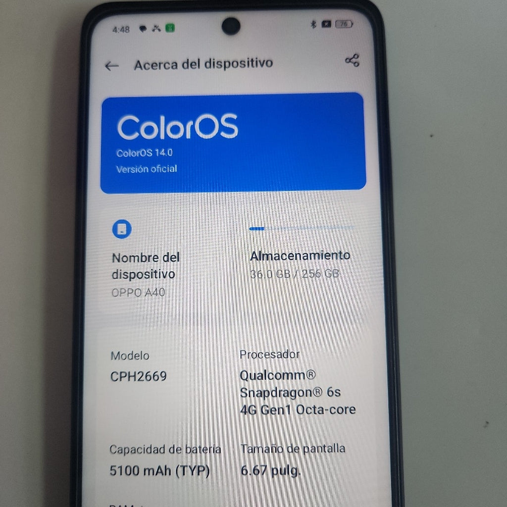 CELULAR OPPO  A40 CPH2669 (2024) 256 GB 4 GB RAM (SEMINUEVO)